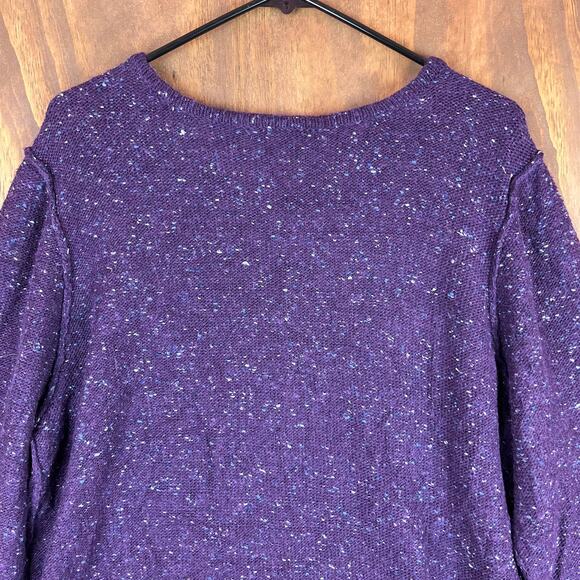 Relativity Womens Sweater Purple Blue Speckled Scoop Neck Wool Blend 2X - Picture 12 of 14